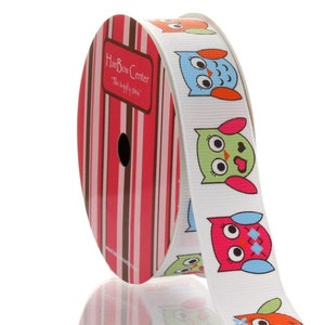 Clearance 7/8&quot; Owl Grosgrain Ribbon - Choose Length