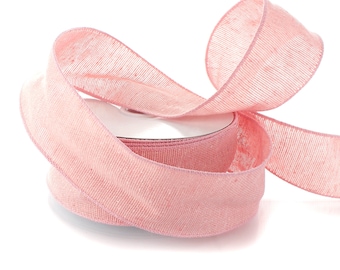 Pink Blush Wired Cotton Burlap Ribbon Florist #9 #40 1.5" 2.5" Door Wreaths Rustic Wedding Baby Girl Country Farmhouse