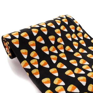 Candy Corn Halloween Fall DBP 4-Way Stretch Fabric - Double Brushed Polyester by the 1/2 Yard or Yard