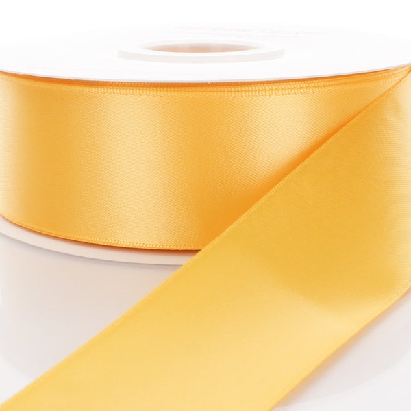 Yellow Gold Double Face Satin Ribbon - Choose Width / Length