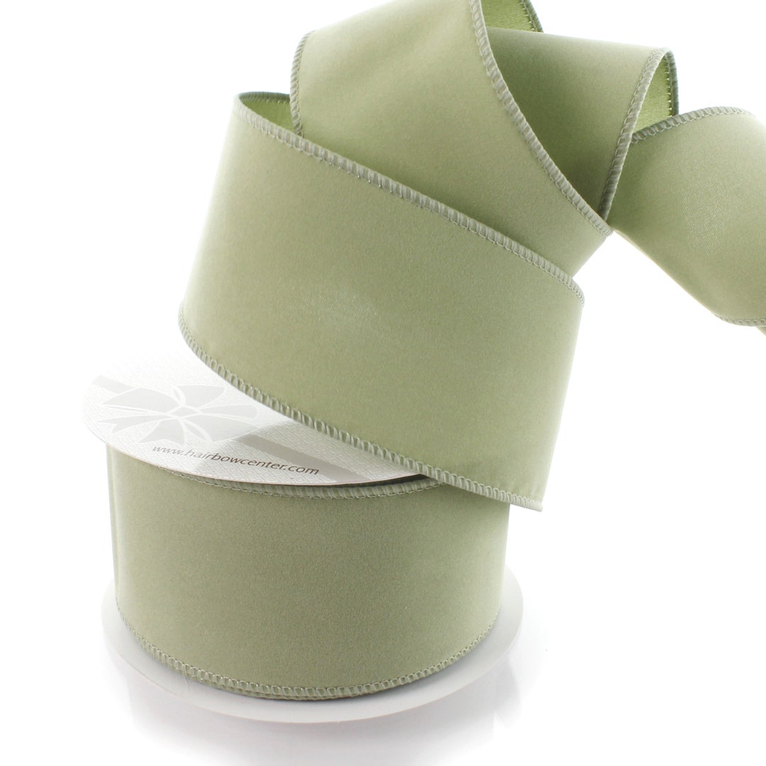Light Sage Green Wired Suede Velvet Ribbon Country Farmhouse