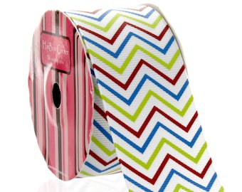 1.5" Primary Stripe Chevron ZigZag Grosgrain Ribbon - 5yds