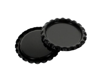Flattened Black Bottle Caps - Choose Quantity