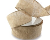 Natural Wired Cotton Burlap Ribbon - Choose 1.5 quot or 2.5 quot Width Length
