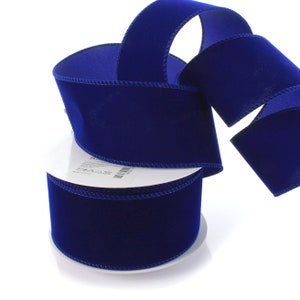 Kobalt koningsblauw bedraad suède fluwelen lint bruiloft vakantie winter 2,5" #40 1,5" #9