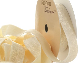 Ruban ivoire pliable 5/8" (FOE) Longueur au choix