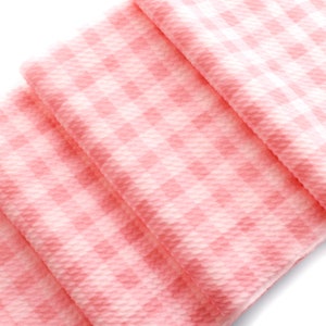 Pink Gingham Plaid Printed Liverpool Bullet Stretch Fabric by the Yard or 6 inch Strips