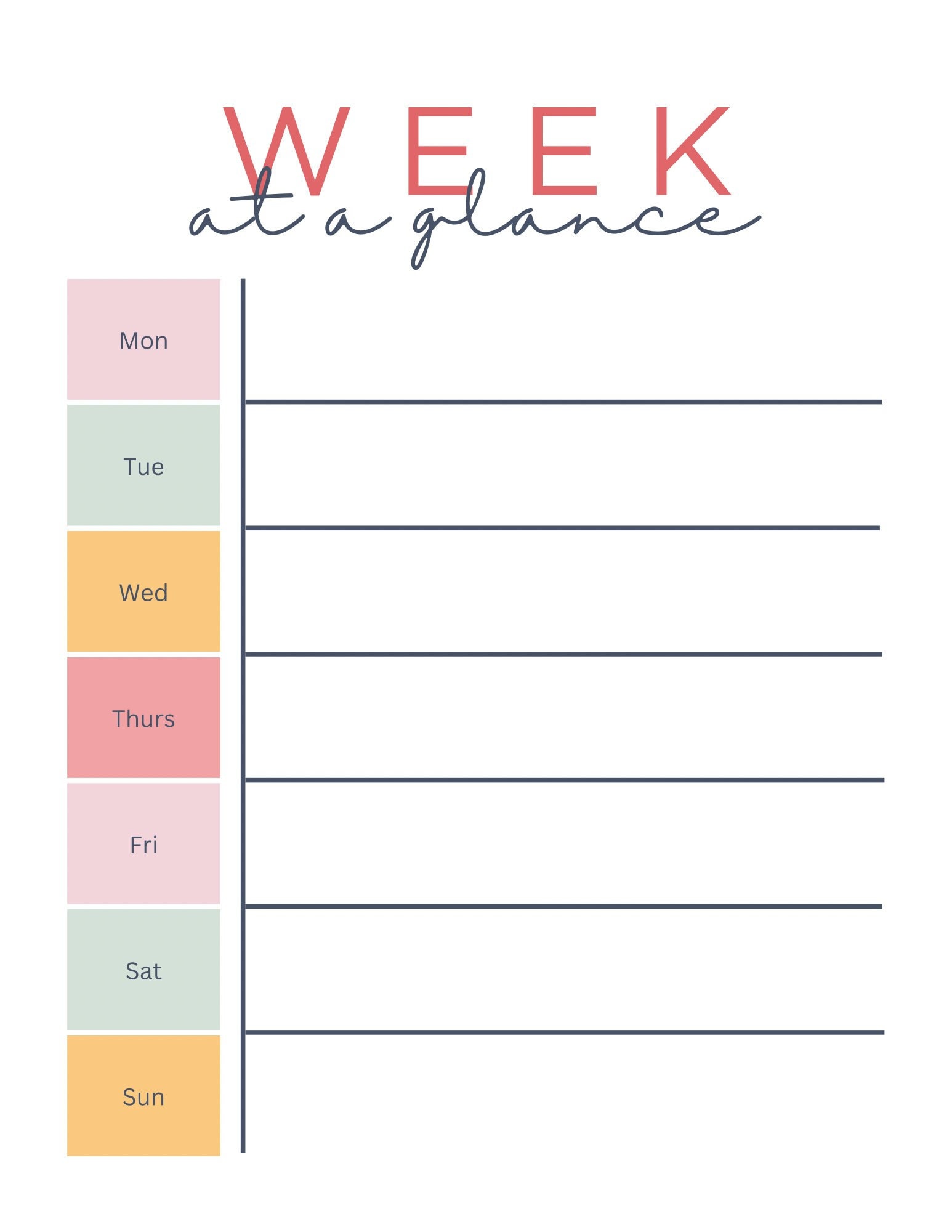 Week at a Glance Planner - Etsy