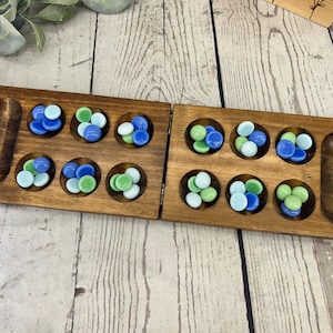 Walnut-Stained Mancala Board, Everyday Fun for All Ages, Personalized with Logo or Mascot, Classic Board Game