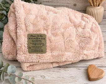 Manta personalizada para el Día de la Madre, con detalle de parche de cuero grabado, suave y acogedora, regalo para la abuela, regalo para el abuelo, regalo para la abuela materna.