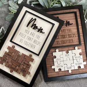 Gift for Mom, Mother's Day Custom Puzzle, Engraved Family Names, Unique Gift for Mom, Laser Cut Home Decor, Wooden Custom Sign For Grandma,