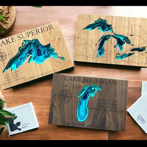 Handcrafted Wood Lake Depth Chart, Unique Christmas Gift, For Outdoor Enthusiasts, Lake House Decor
