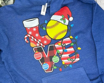 Christmas softball hoodie