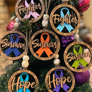 Cancer awareness ornament/cancer fighter ornament/cancer hope ornament/cancer survivor ornament/cancer ribbon ornament