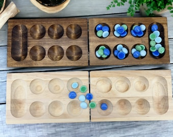 Handcrafted Mancala Game Set, Christmas Gift for Families, Customizable Game Board, Fun Indoor Activity