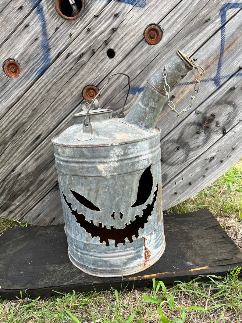 Vintage Gas Can Jack-O-Lantern, Gas Can Light image 1