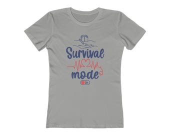 Camiseta modo de sobrevivência na mamãe – Camisa engraçada da mamãe pós-parto – Novo presente da mamãe – Camiseta de humor para maternidade – Camisa multicriança da vida da mamãe