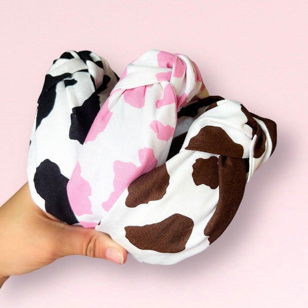Cow Print Headband, Western Headband | Knotted Headbands for Adults and Children