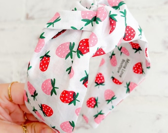 Strawberry Knotted Headband, Summer Headbands | Knotted Headbands for Adults and Children
