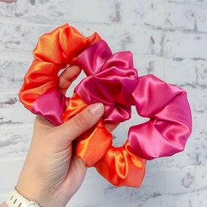 Orange and Hot Pink Scrunchie | Hair Scrunchies, Hair Accessories