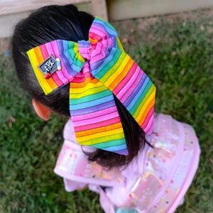 ABC rainbow hair bow,  back to school | hand-tied fabric hair bows, girl accessories