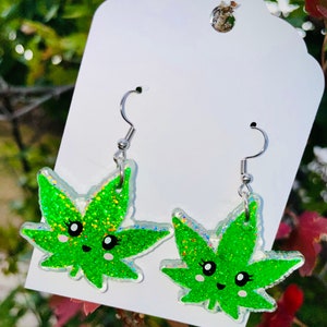 Kawaii marijuana earrings