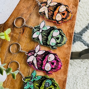 Skeleton Coffee Girl Keychain