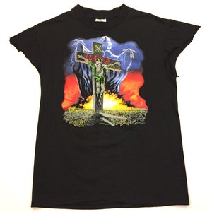 Vintage 90s SLAYER Seasons In The Abyss 1991 concert tour shirt w tour cities image 1