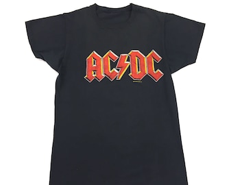 Vintage 80s AC/DC Back In Black 1980 tour concert t shirt