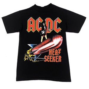 Vintage 80s  AC/DC Blow Up Your Video Heatseeker Heat Seeker 1988 tour concert t shirt with tour dates and tour cities on back