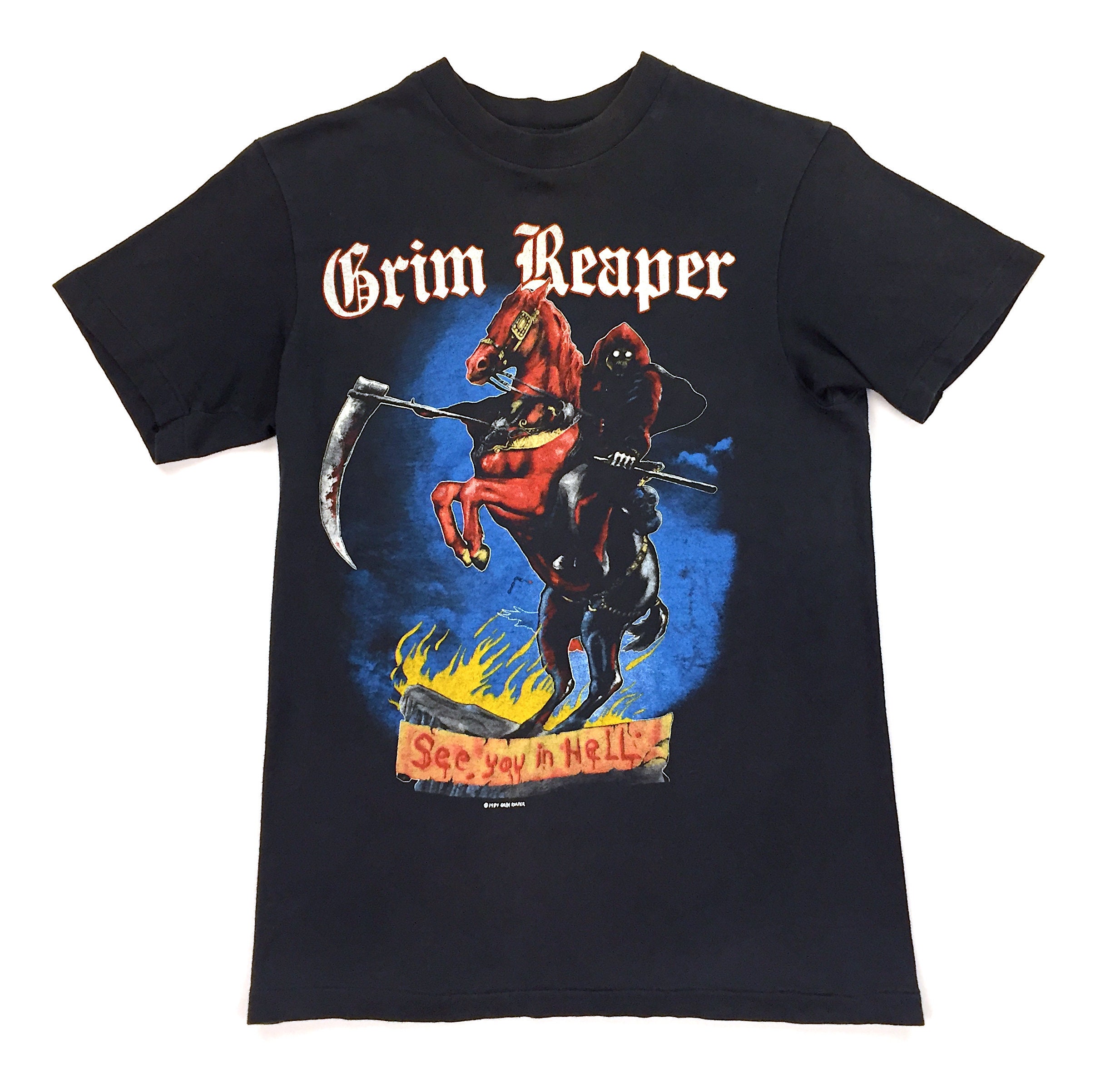 Vintage 80s GRIM REAPER See You in Hell 1984 Tour Concert Band T