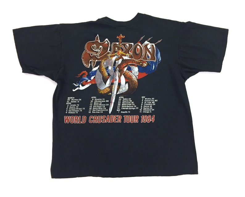 Vintage 80s SAXON Crusader 1984 Concert T Shirt With Tour Dates - Etsy