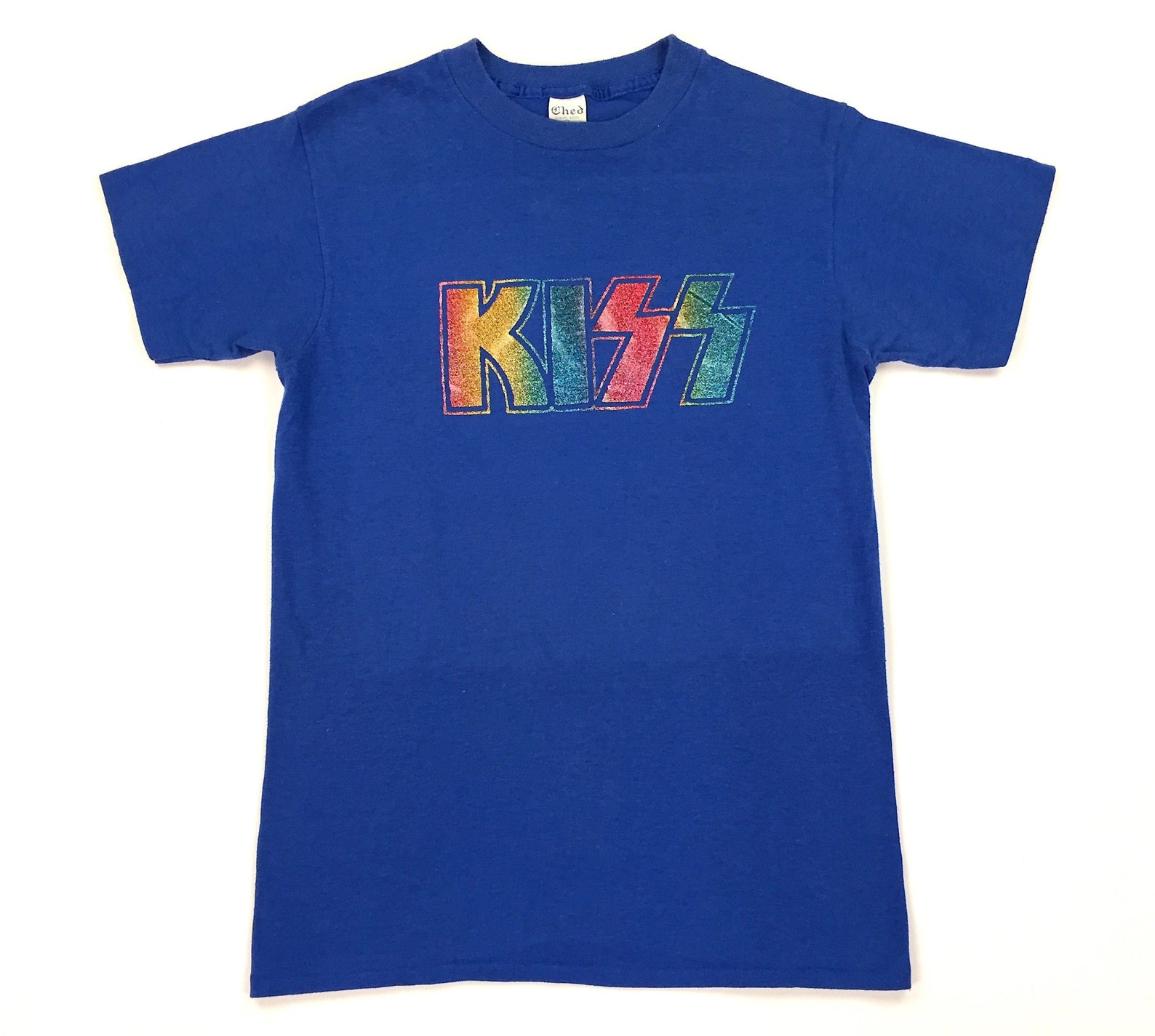 Vintage 70s KISS Rainbow Glitter Logo 1970s Promo T Shirt Glitter Rock Glam Rock KISS Army Etsy