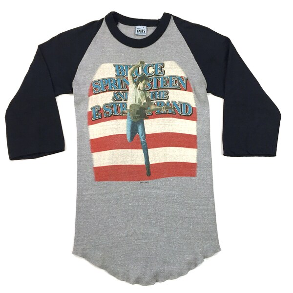 Vintage 80s BRUCE SPRINGSTEEN Born In The USA 1985 Tour concert jersey shirt - flag version