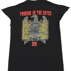 Vintage 90s SLAYER Seasons In The Abyss 1991 concert tour shirt w tour cities image 2