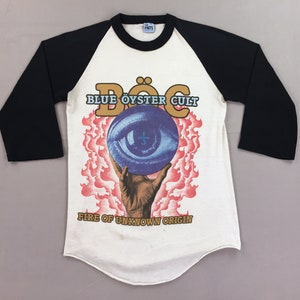 Camisa vintage 80s BLUE OYSTER CULT Fire Of Unknown Origin 1981 tour raglan concerto