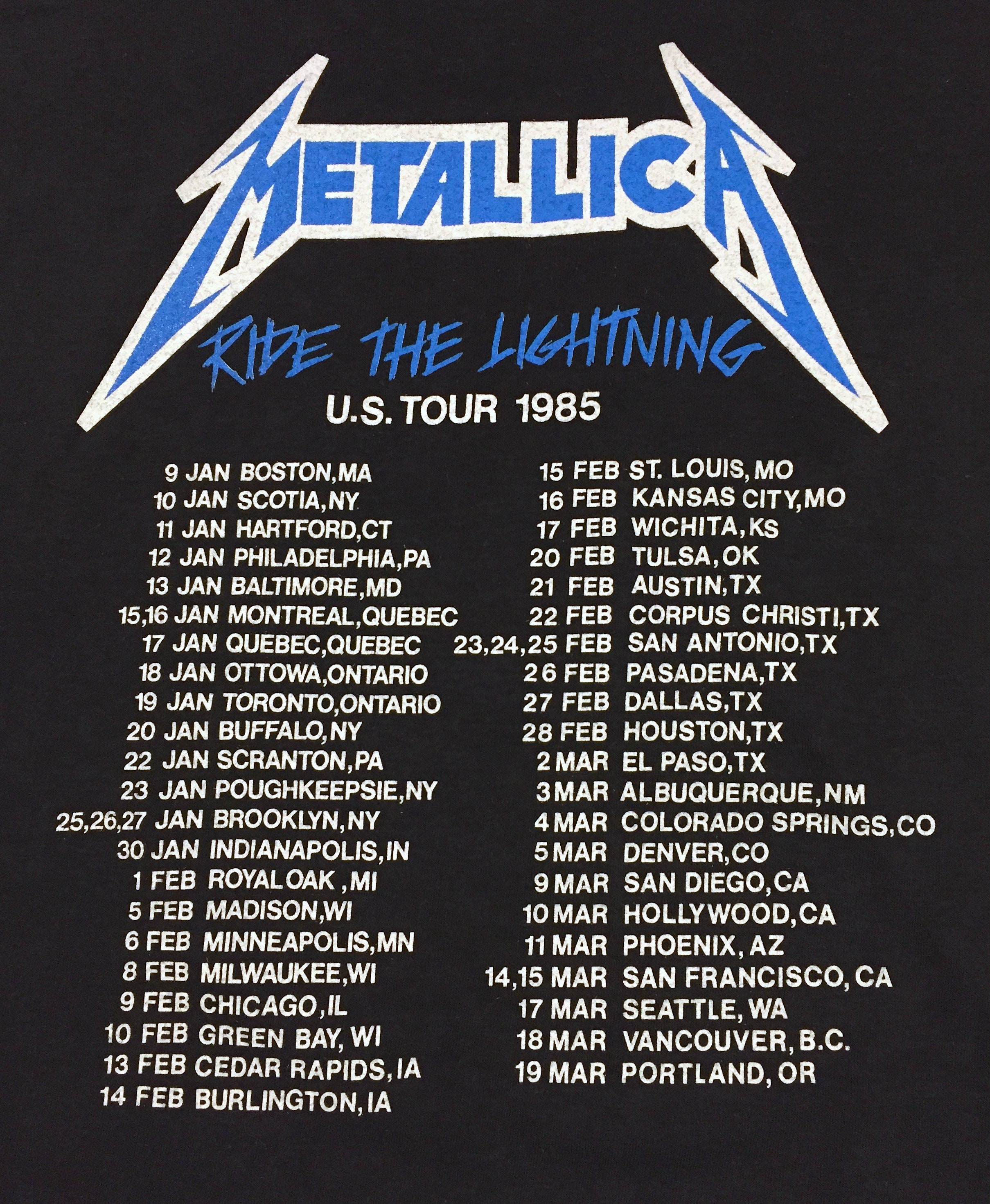 Vintage 80s METALLICA Ride The Lightning 1985 Tour camiseta de Etsy