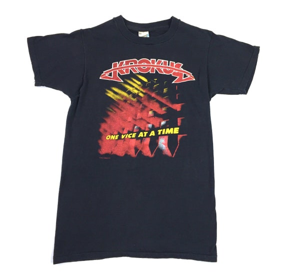 KROKUS 解散ツアー Tシャツ Vintage 80s KROKUS One Vice at A Time 1982 Tour Concert T
