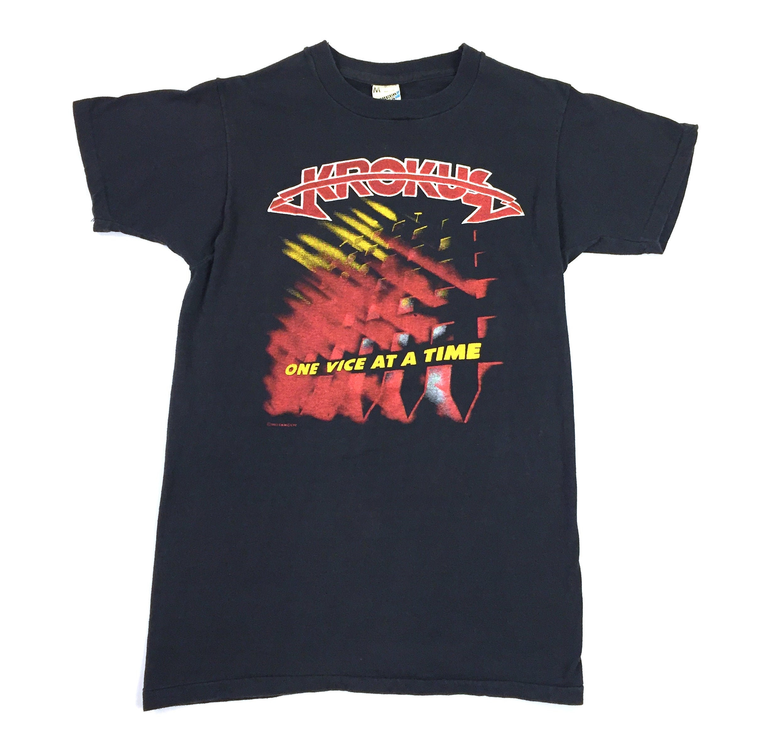 KROKUS 解散ツアー Tシャツ Vintage 80s KROKUS One Vice at A Time 1982 Tour Concert T