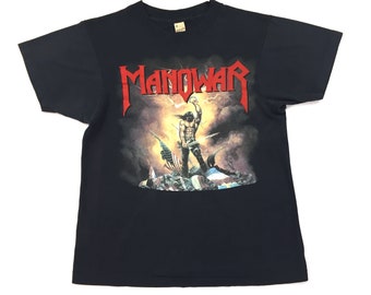 Vintage 80s MANOWAR Kings Of Metal 1989 tour concert t shirt