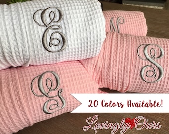 Wedding Robes, Bridesmaid Robes, Bridesmaid Gift, Short Kimono Waffle Weave Robes, Monogrammed Gift, Bridesmaid Robes Set, Bridal Robe