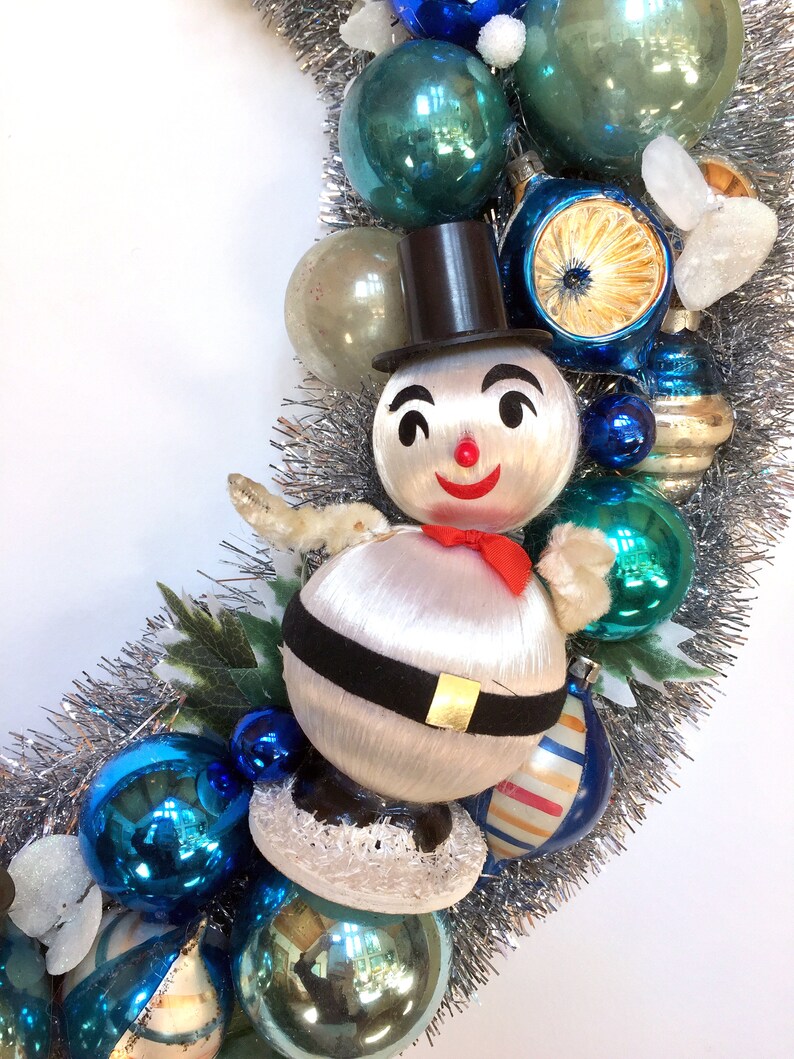 Vintage Blue Ornament Wreath Etsy