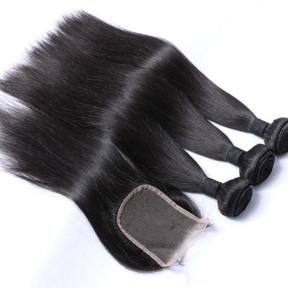 15 Off Lace Closure Bundle Deals Malaysian Straight Hair Etsy