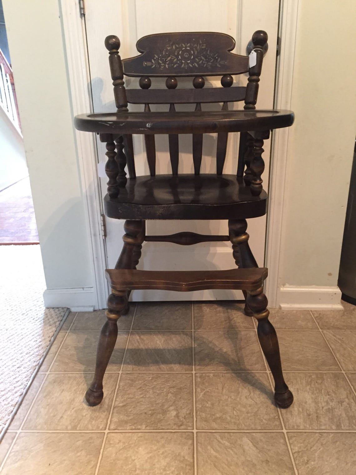 Ethan Allen Highchair Hitchcock Vintage Wooden High Chair Etsy