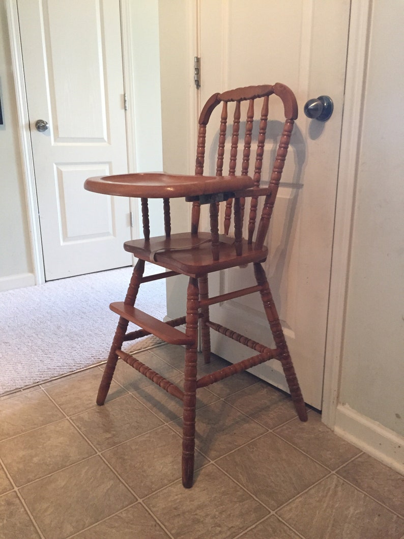 Vintage Wooden High Chair Jenny Lind Antique Custom Painted 1st Birthday Smashcake Highchair
