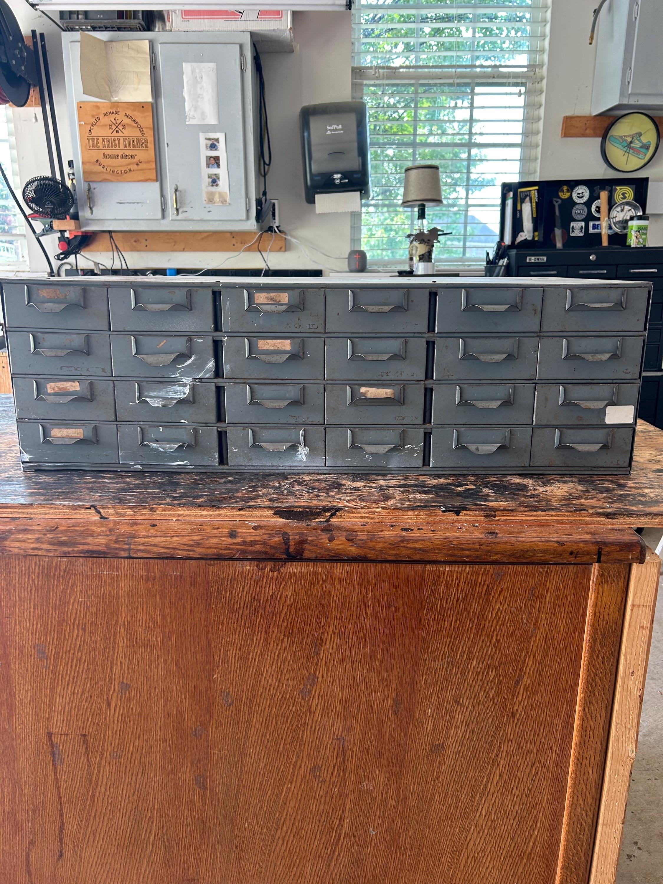 Lyon Card Catalog, Industrial 24 Drawers, Steel Card Catalog, Apothecary Drawers, Card Catalog, Apothecary Cabinet, Tool Organizer, Part Bin