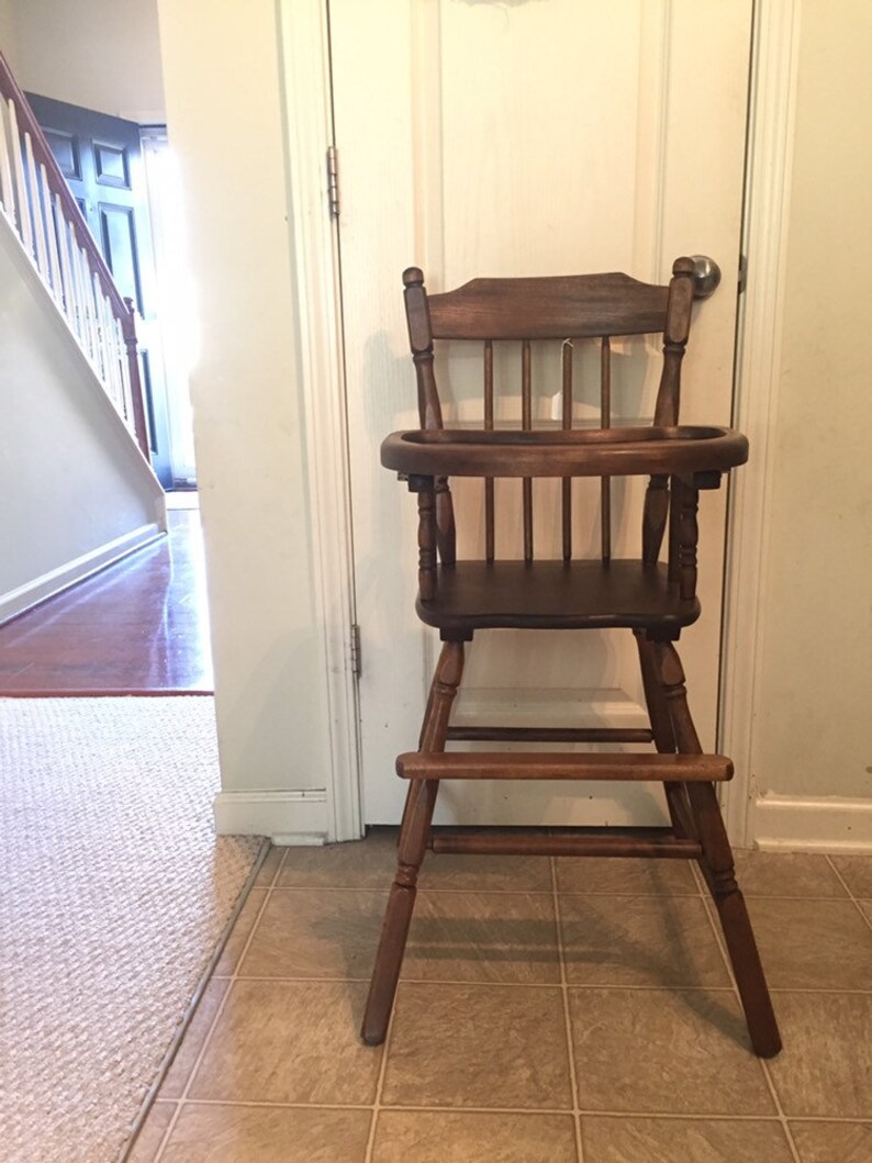 Fully Refinished Vintage Wooden High Chair Jenny Lind Antique Wood Highchair