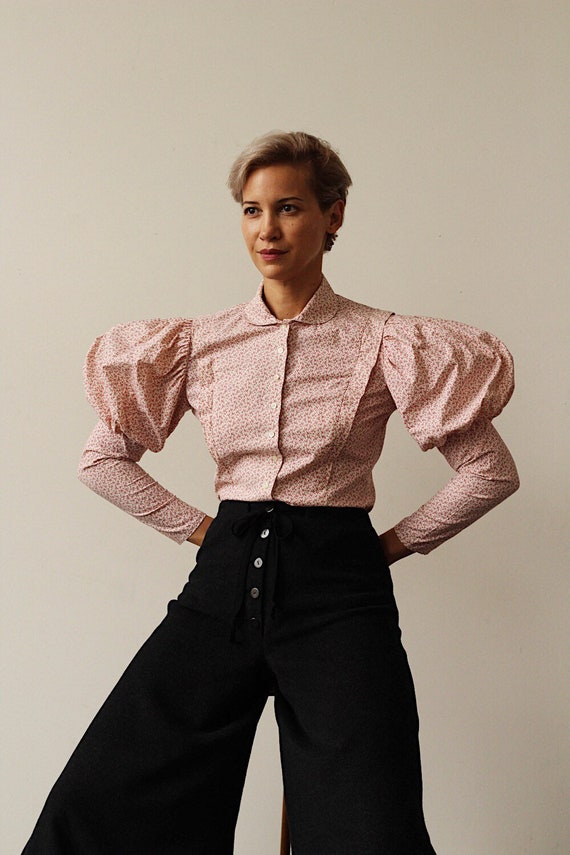 70's puff sleeve shirt / Juliet sleeve blouse / co