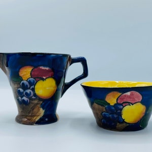 H & K Turnstall Autumn Creamer and Sugar hand painted