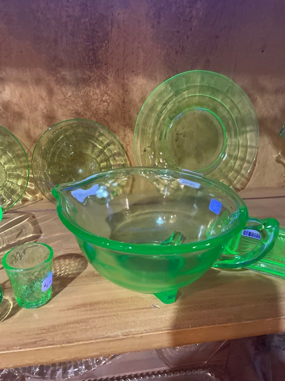 Green Uranium Glass 1930s Mixing Bowl/Pitcher | Etsy